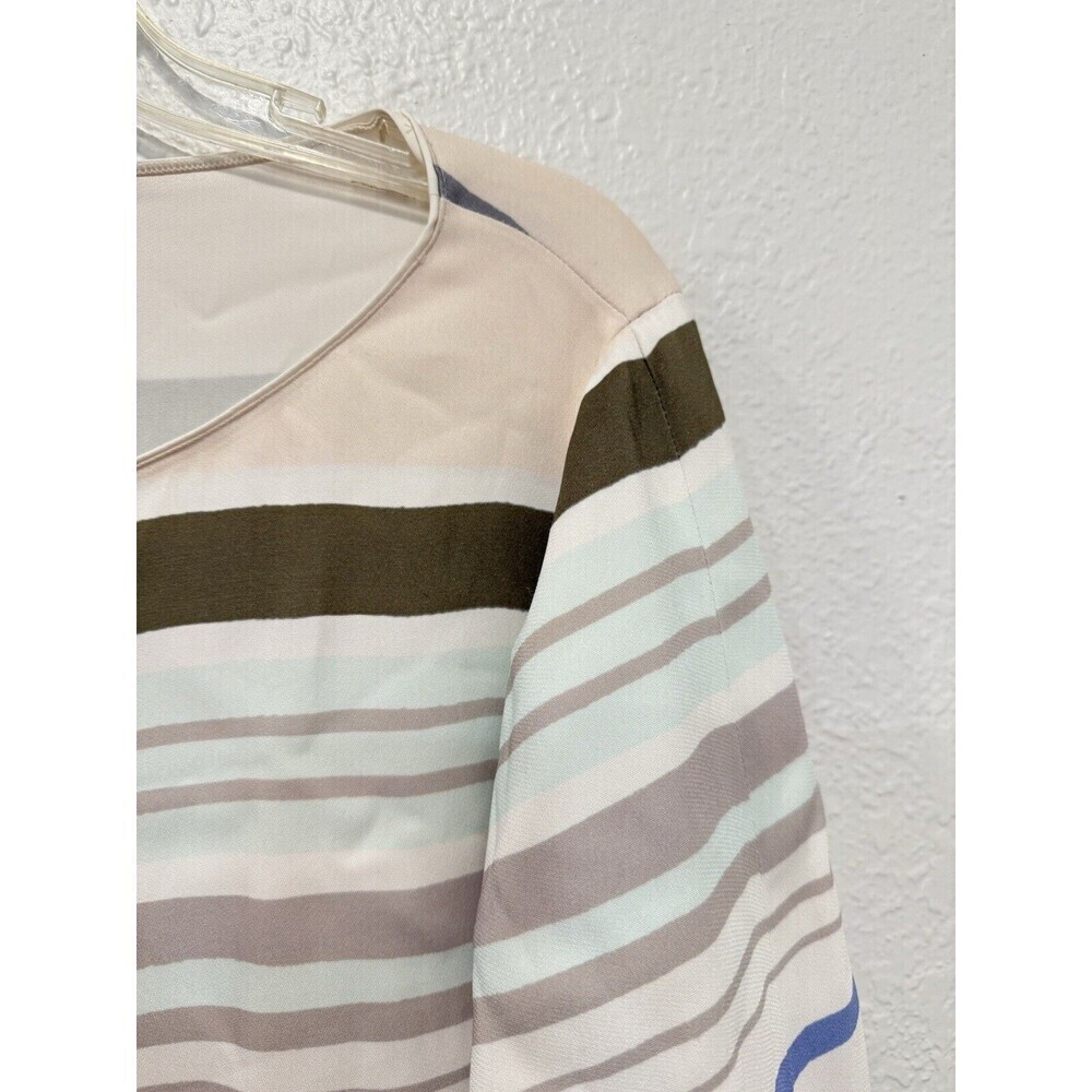 LAFAYETTE 148 NEW YORK Elisio Mesa Stripe Ruched-Sleeve Blouse Size Medium - Picture 3 of 6